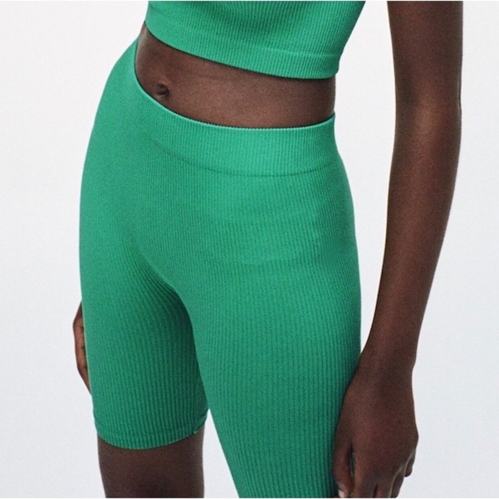 Zara Seamless Bike Shorts Green, Sz Small